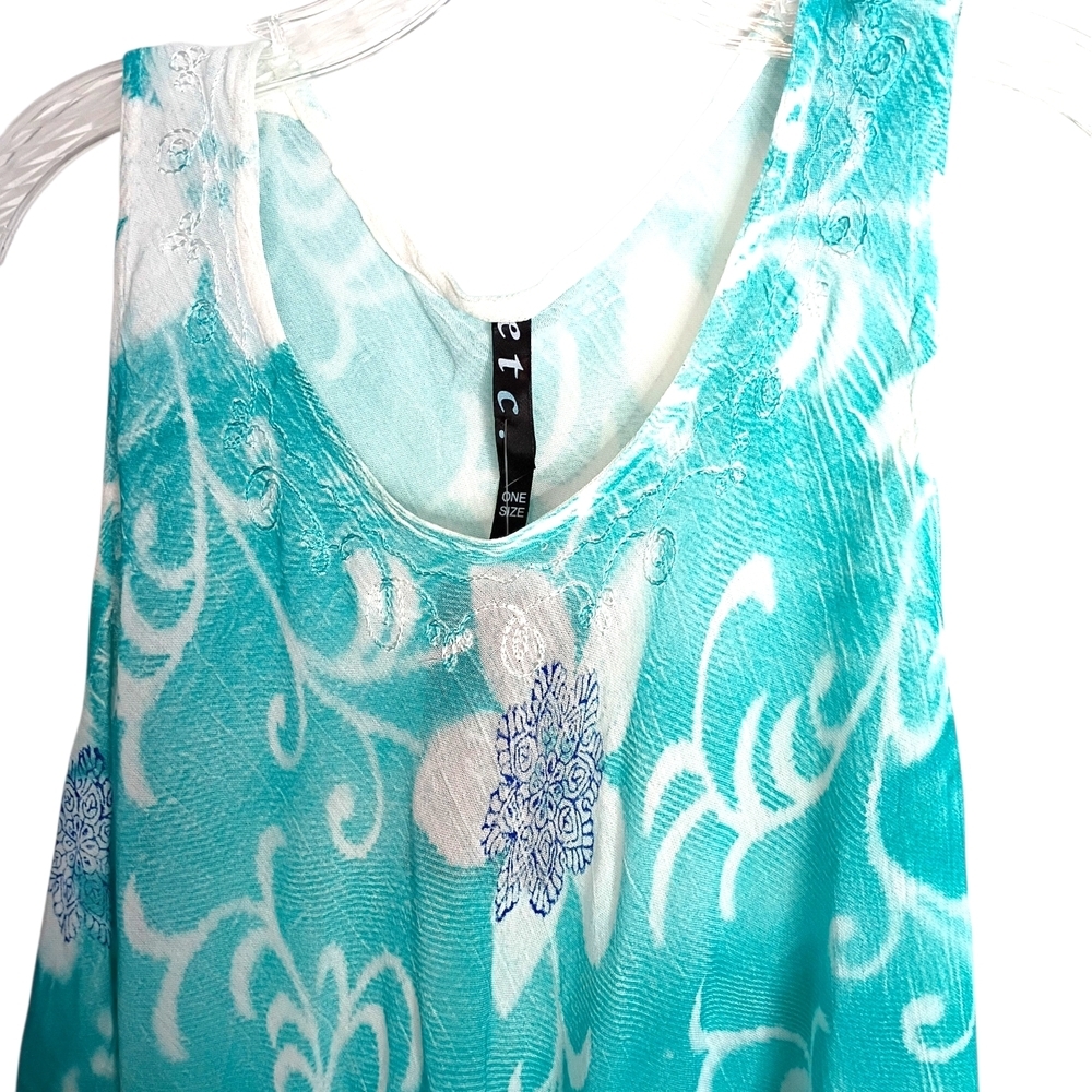 ETC -Turquoise Floral Swim Coverup - One Size - Picture 2 of 4